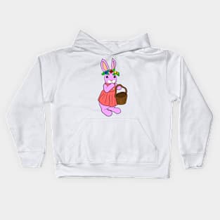 Easter bunny girl with an empty Easter basket Kids Hoodie